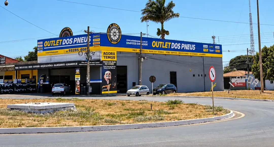 Fachada da Outlet dos Pneus no Itapoã