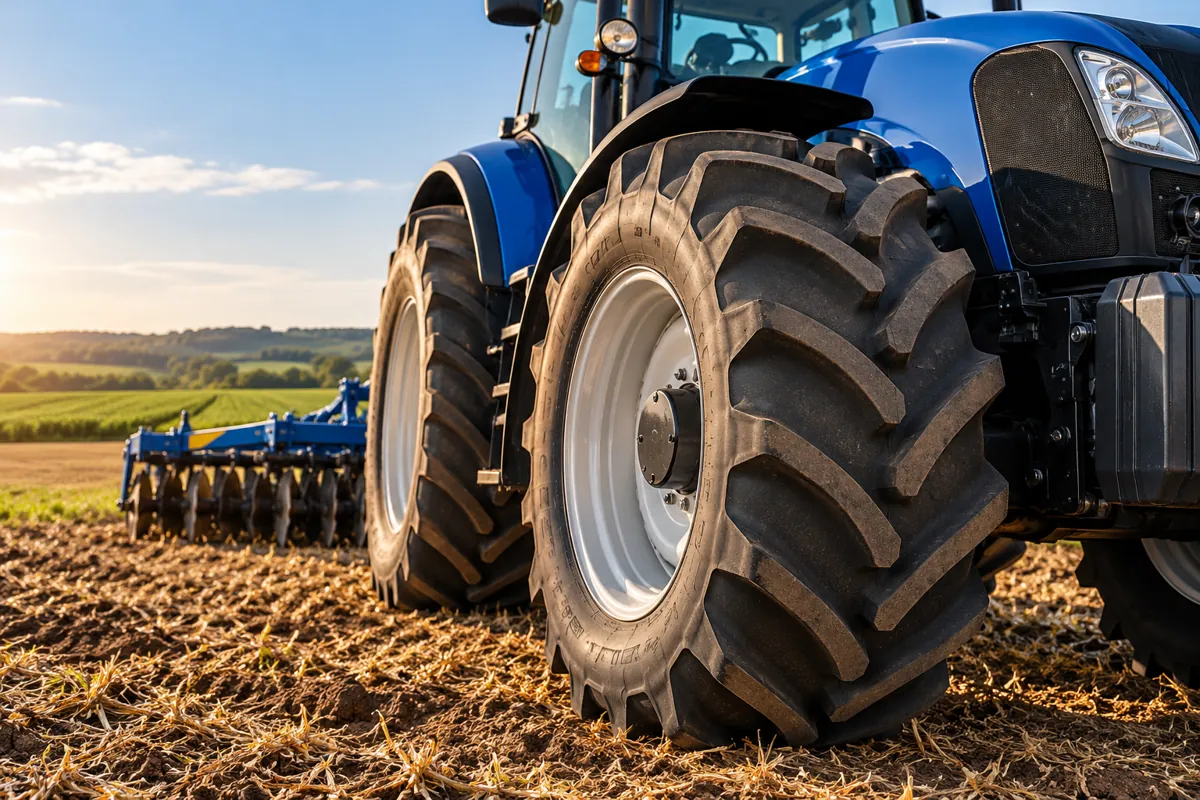 Pneu agrícola de trator no campo